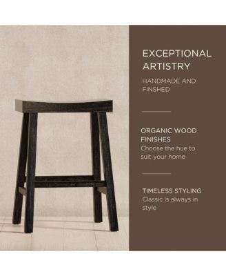 Vincent Wooden Rustic Aesthetic Kitchen Counter Stool, Set of 2