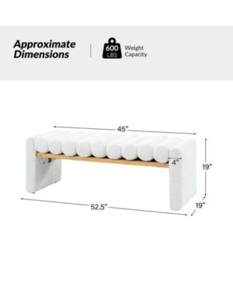 Modern Bench with Solid Wood and Removable Round Bolster Cushions