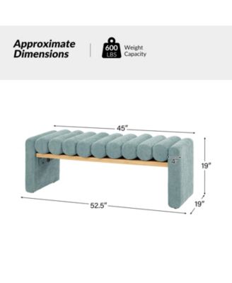 Modern Bench with Solid Wood and Removable Round Bolster Cushions