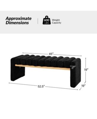 Modern Bench with Solid Wood and Removable Round Bolster Cushions