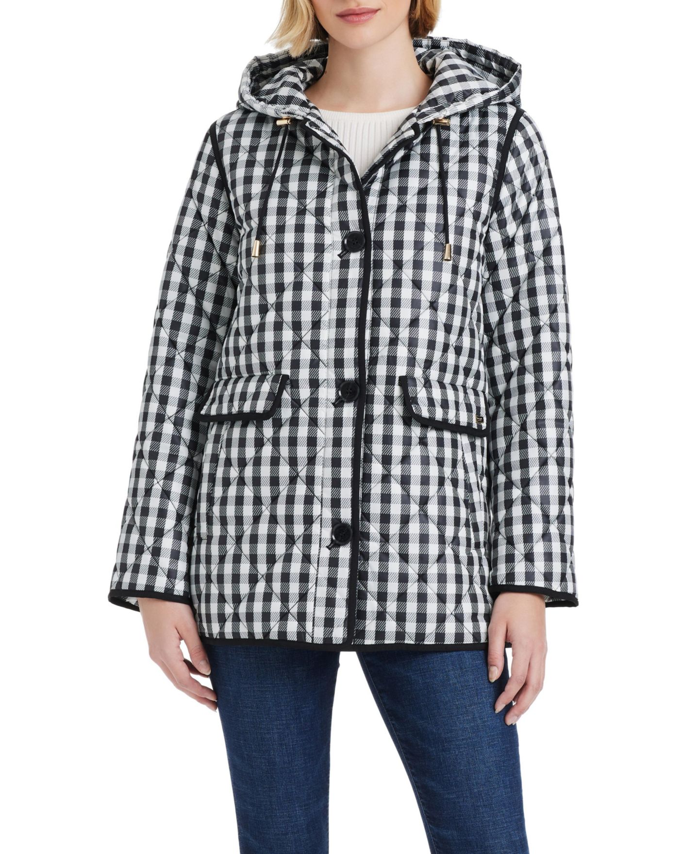Женская куртка Kate Spade New York Diamond Quilted A-line, цвет: В мелкую клетку — фото 7
