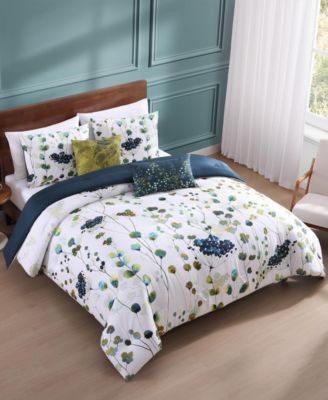 Abstract Vines Bedding 220 Thread Count Cotton Sateen Reversible 5 Piece Comforter Set, Queen Size