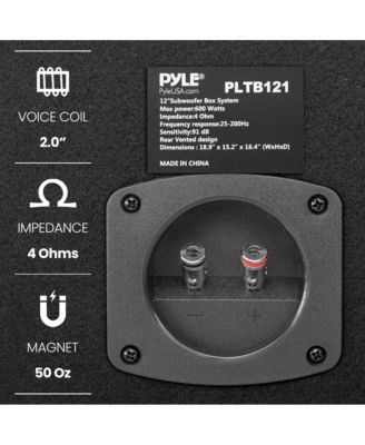 Subwoofer Box System, 12'' 500W, Carpeted Tube Enclosure, Rear Vented Design