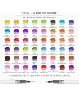 48 Premium Watercolor Brush Pens, Highly Blendable, No Streaks, Water Color Markers, Unbelievable Value, Water Brush Pen, for Beginner to Professional Artist (48 Colors Brush Pens)