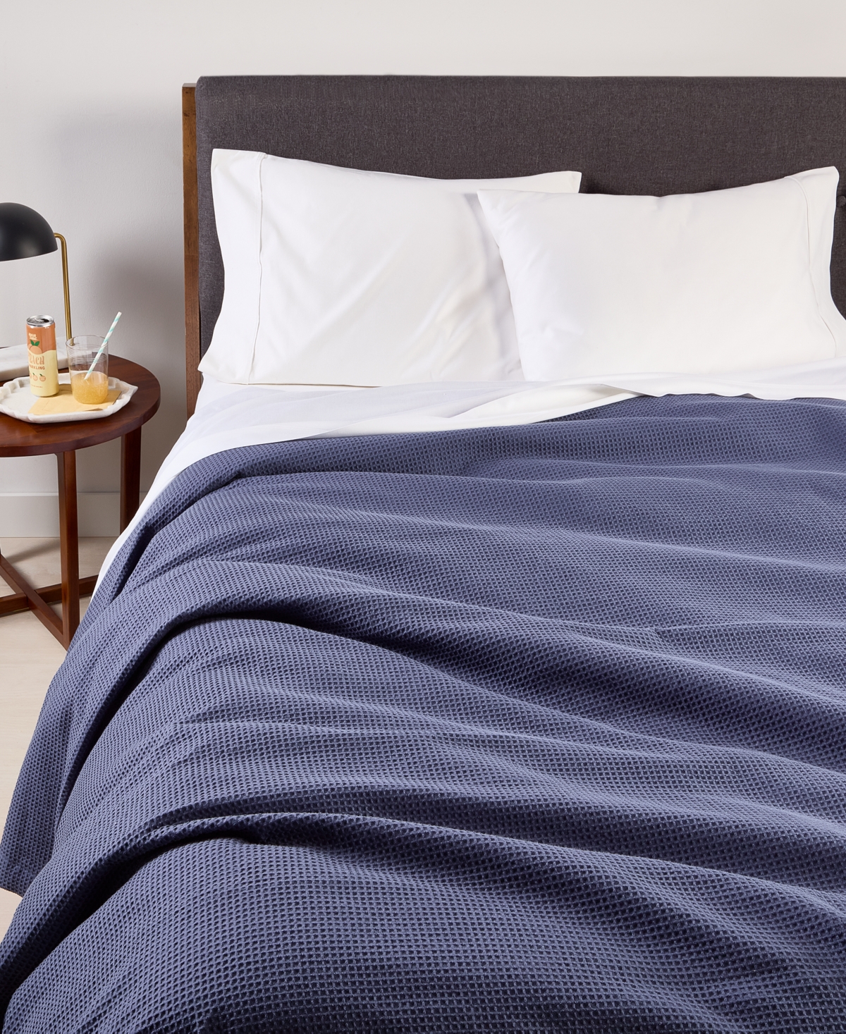 Arch Studio Waffle Cotton Blanket, Twin, Exclusively At Macy's In Blue