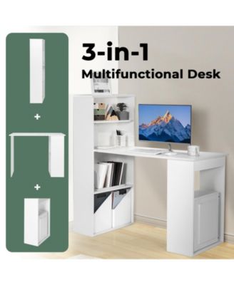 Computer Desk Writing Workstation Office with 6-Tier Storage Shelves