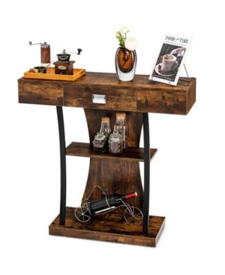 Console Table with Drawer and 2-Tier Shelves for Entryway Living Room