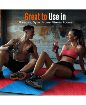 6-Piece Puzzle Exercise Mat, EVA Foam Tiles, Red/Blue