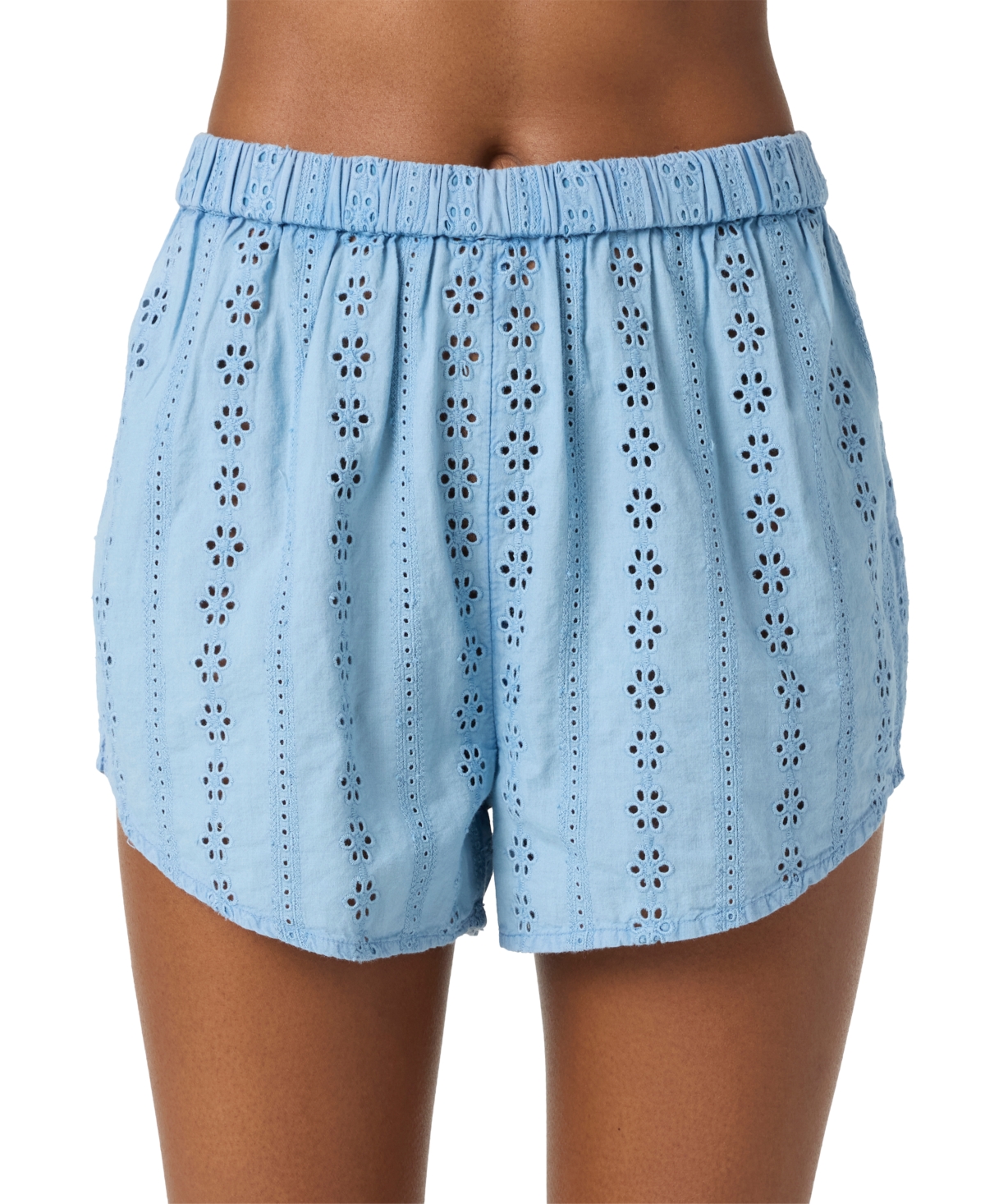 Women's Cotton Pam Eyelet Cover-Up Shorts - Faded Denim