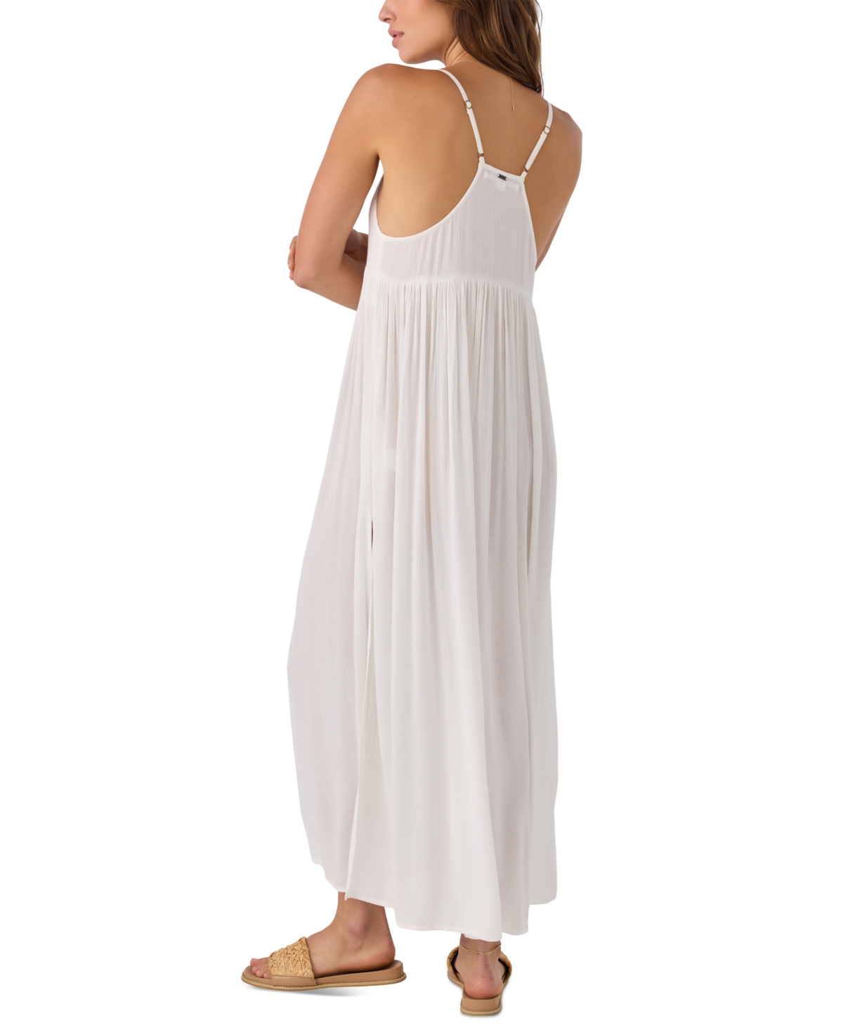 O'neill Juniors' Mel V-neck Sleeveless Slit-front Maxi Dress In Vanilla