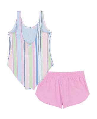 Big Girls Salty Stripe Scoopneck Swimsuit, 2-Piece Set