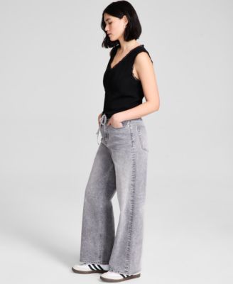 Women's Tie-Front Wide-Leg Jeans, Exclusively at Macy's