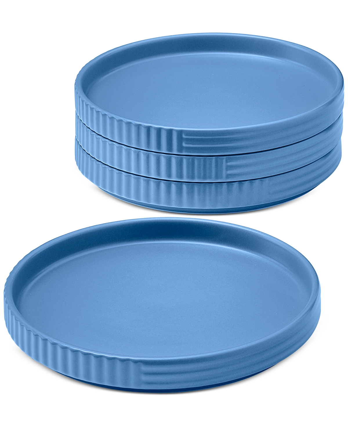 The Cellar Aaden Textured Appetizer Plates, Set Of 4, Exclusively At Macy's In Blue