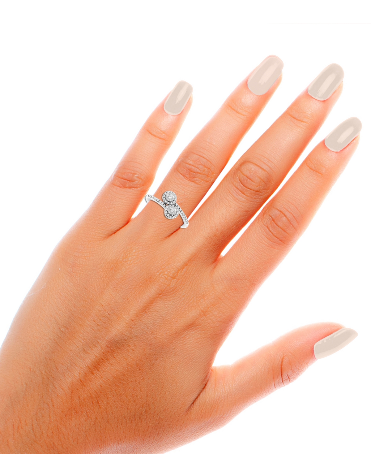 Macy's Diamond Double Halo Bypass Statement Ring (1/4 Ct. T.w.) In Sterling Silver In Silver