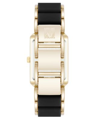 Women's Quartz Black Silicone and Gold-Tone Metal Alloy Bracelet Watch, 26mm