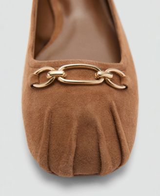 Women's Links Detail Leather Ballerina Shoes