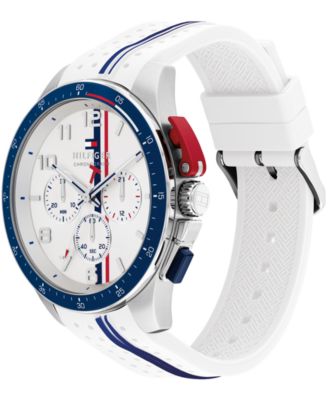 Men's Chronograph White Silicone Strap Watch, 46mm