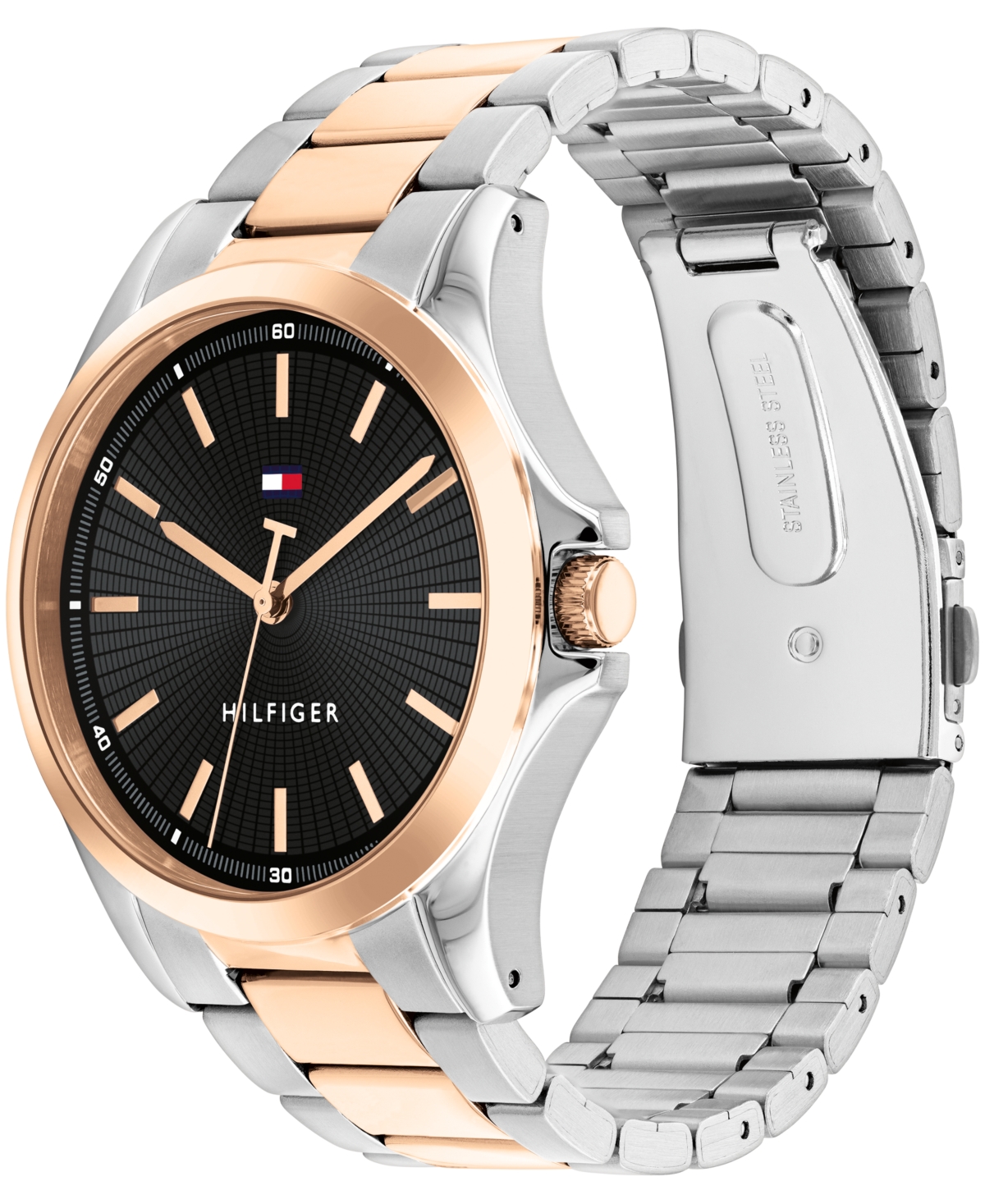 Tommy Hilfiger Men's Quartz Two-tone Stainless-steel Bracelet Watch, 43mm In Black