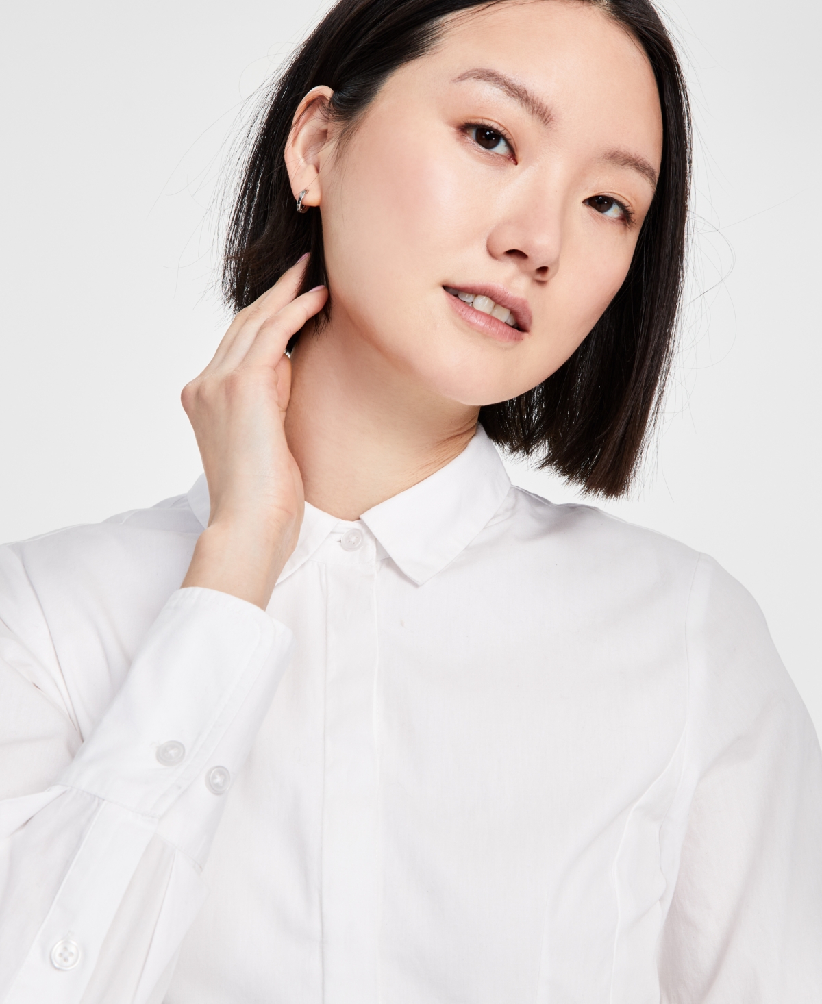 Msk Women's Cotton Darted Fit & Flare Shirtdress In Bright White