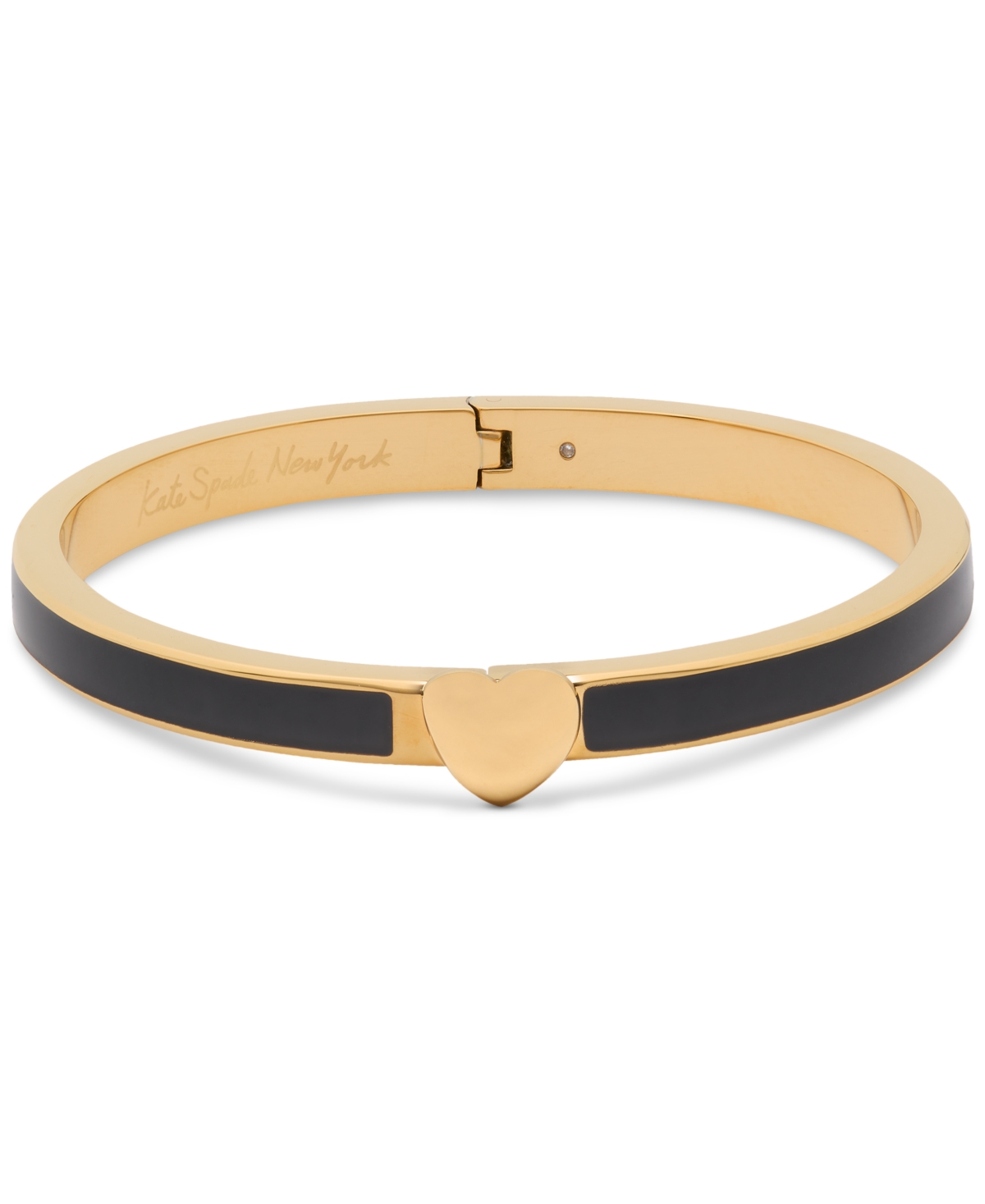 Kate Spade Heart You Enamel Hinged Bangle In Black,gold