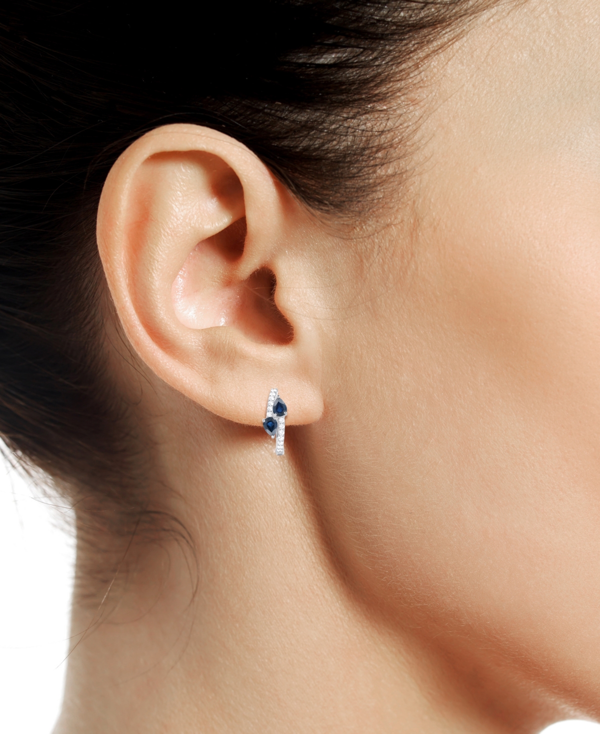 Macy's Sapphire, Ruby Or Emerald (3/4 Ct. T.w.) & Diamond (1/5 Ct. T.w.) Bypass Hoop Earrings In 14k Gold O In Emerald