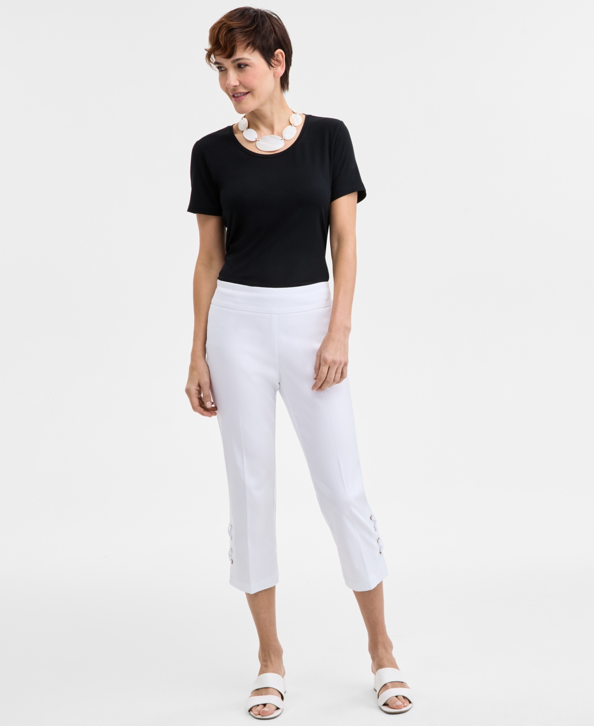Shop Jm Collection Women's Side Lace-up Capri Pants, Created For Macy's In Pink Royale