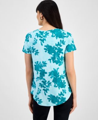 売れ筋商品|||ジェイエムコレクション カットソー トップス レディース Women's Printed Scoop-Neck Short Sleeve Top, Exclusively at Macy's Peony Twinkle Combo JM Collection Women's Printed Scoop-Neck Short Sleeve Top