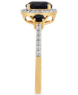 Onyx & Diamond Accent Ring in 14k Gold Over Sterling Silver