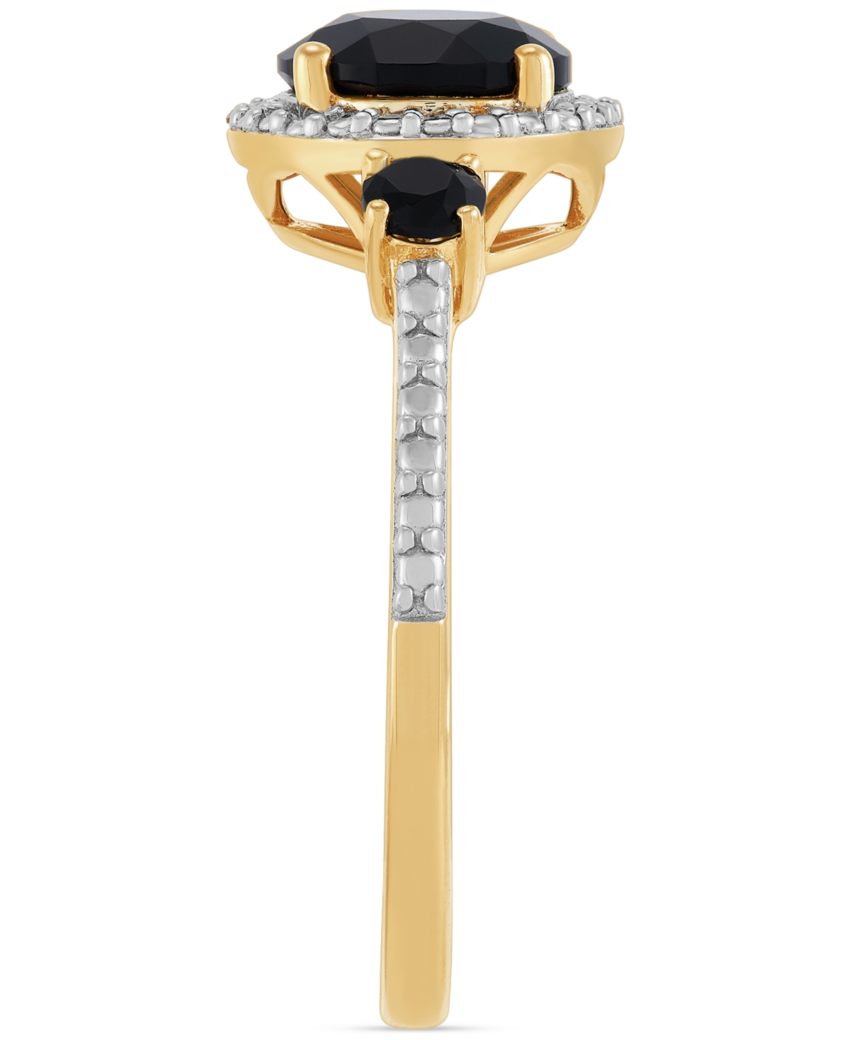 Macy's Onyx & Diamond Accent Ring In 14k Gold Over Sterling Silver In Onyx