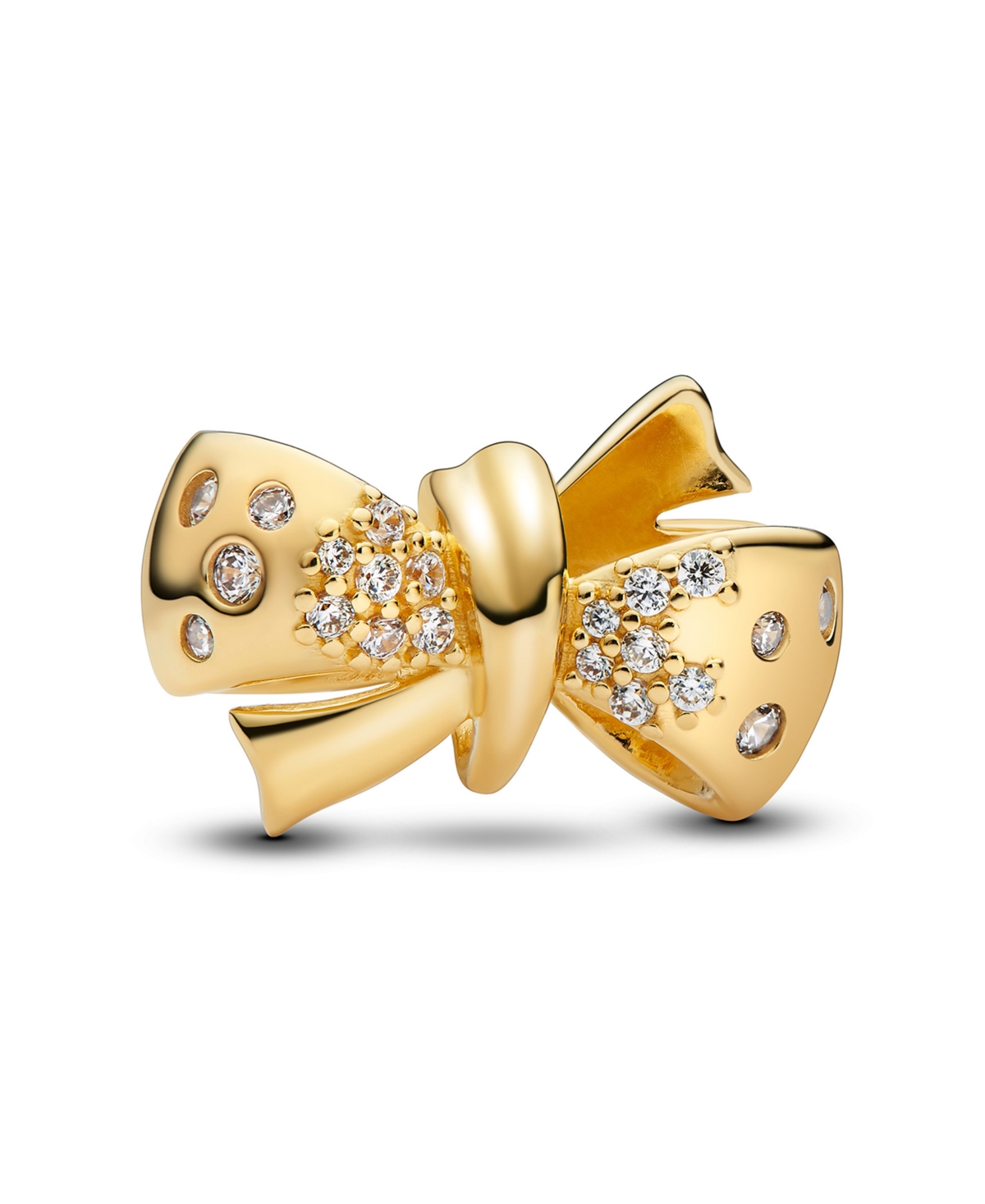 Pandora Gold-plated Sparkling Bow Charm In Sterling Silver