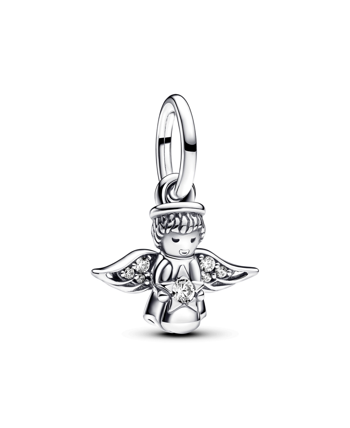 Pandora Sterling Silver Sparkling Angel Dangle Charm In Sterling Silver