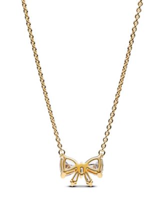 Gold-Plated Sparkling Bow Necklace