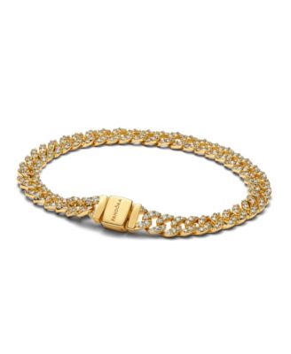 Gold-Plated Pavé Cuban Chain Bracelet