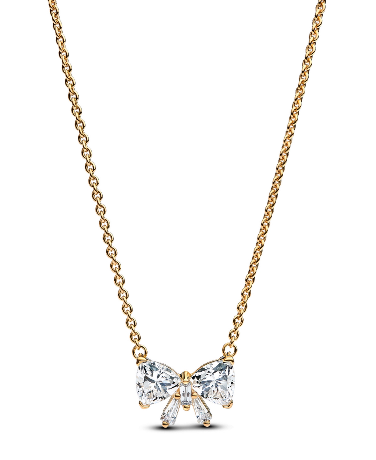 Gold-Plated Sparkling Bow Necklace - Gold