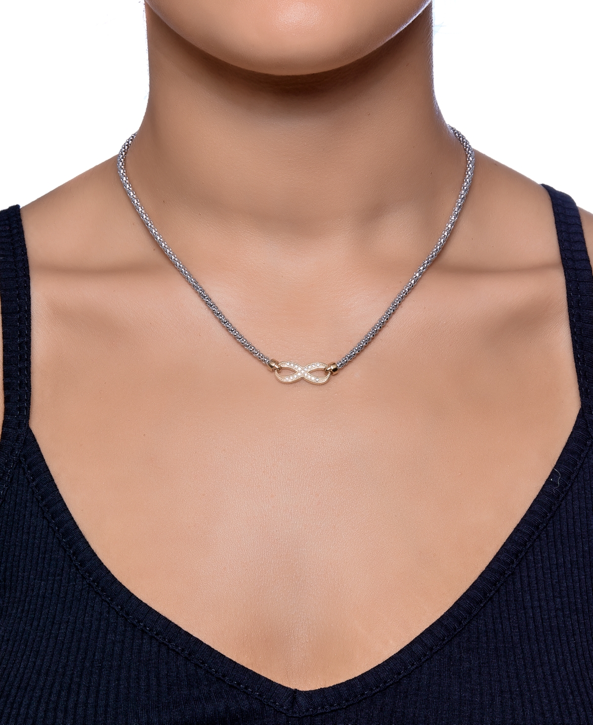 Macy's Diamond Infinity Collar Necklace (1/10 Ct. T.w.) In Sterling Silver & 14k Yellow Gold-plated Sterlin In Sterling Silver  Gold-plated