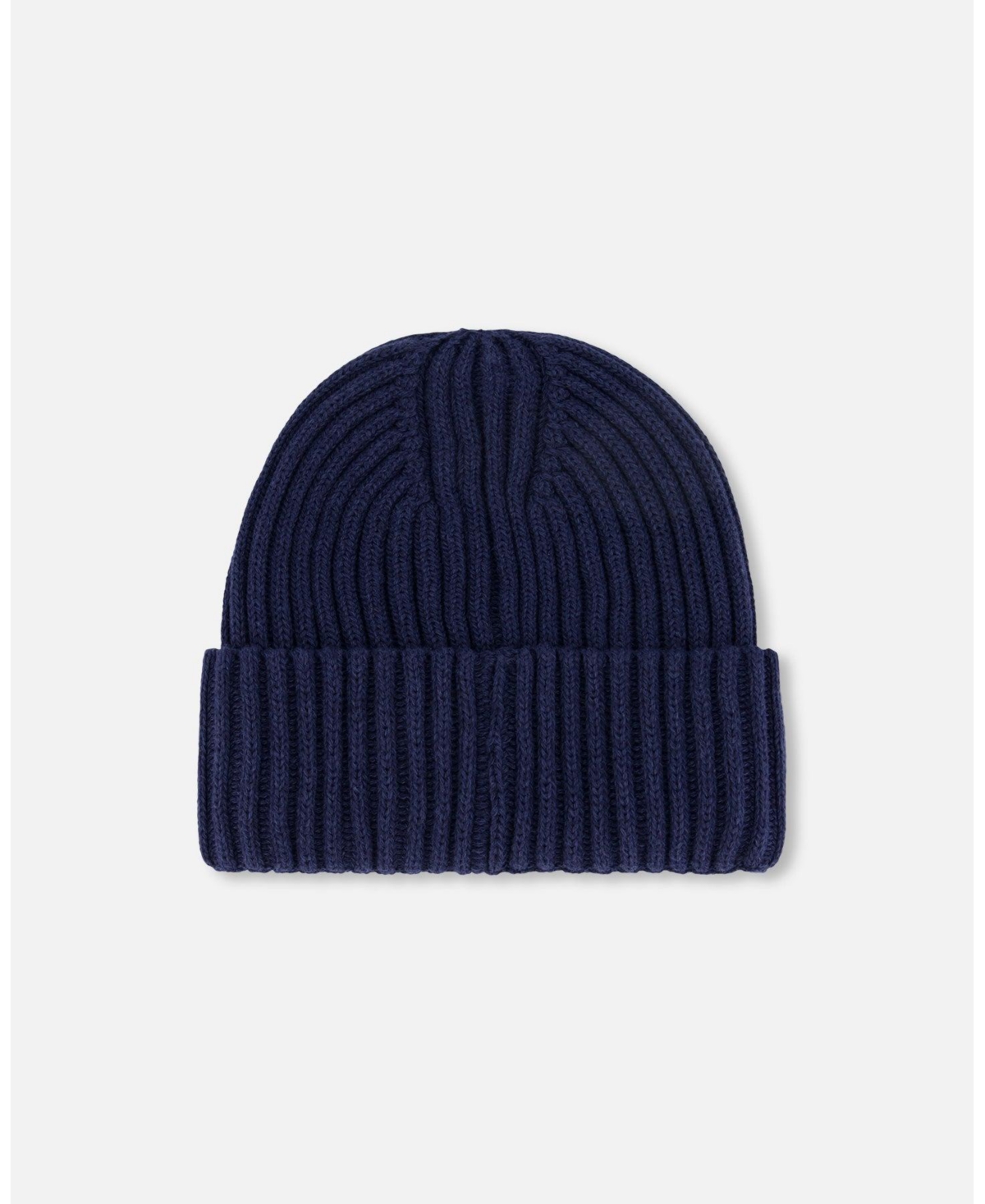 Deux par Deux Kids Unisex Cuffed Knit Hat Navy Blue - Toddler|Child