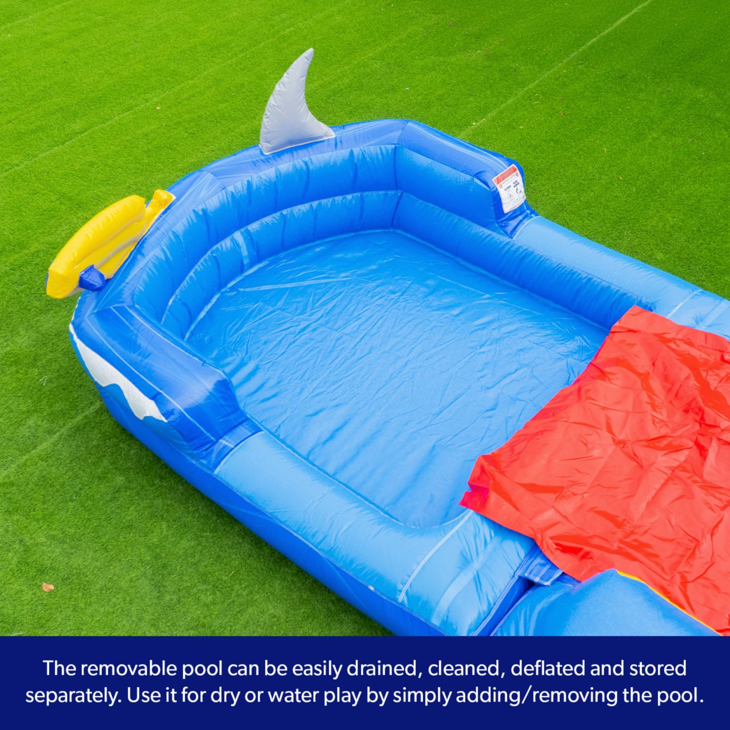 Детская игрушка HERO Kiddo Ocean Shark Vinyl Commercial Grade Bounce House Water Slide Combo with Attached Splash Pool, Up to 6 Users, Ages 3+, цвет: Синий / Красный — фото 5