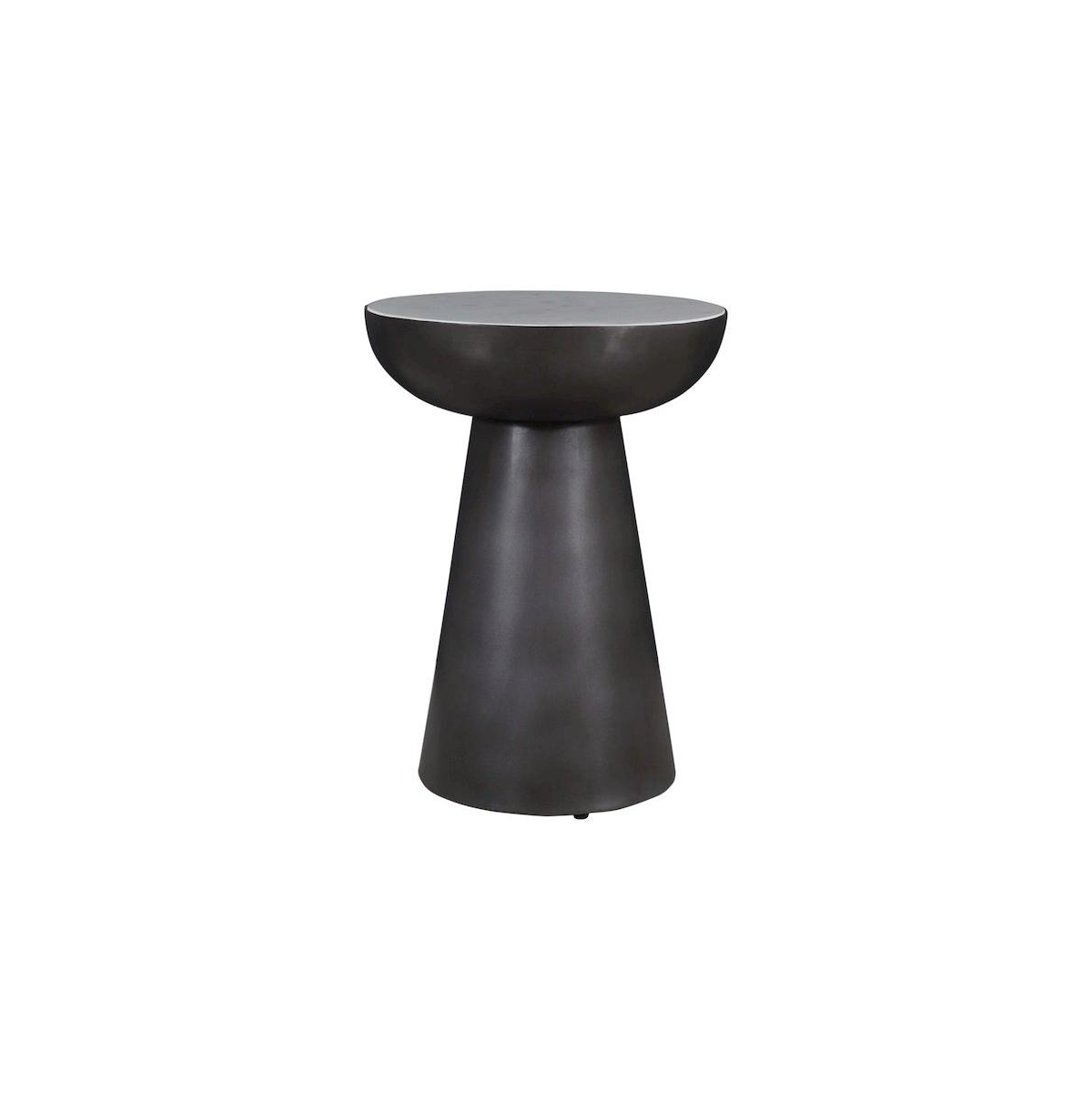 Jofran Circularity Modern Luxury Marble and Iron 15" Round Pedestal Chairside End Table - White