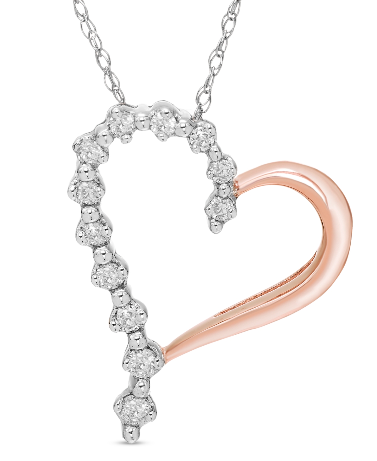 MACY'S DIAMOND OPEN HEART 18" PENDANT NECKLACE (1/6 CT. T.W.) IN 10K WHITE , YELLOW OR ROSE GOLD 