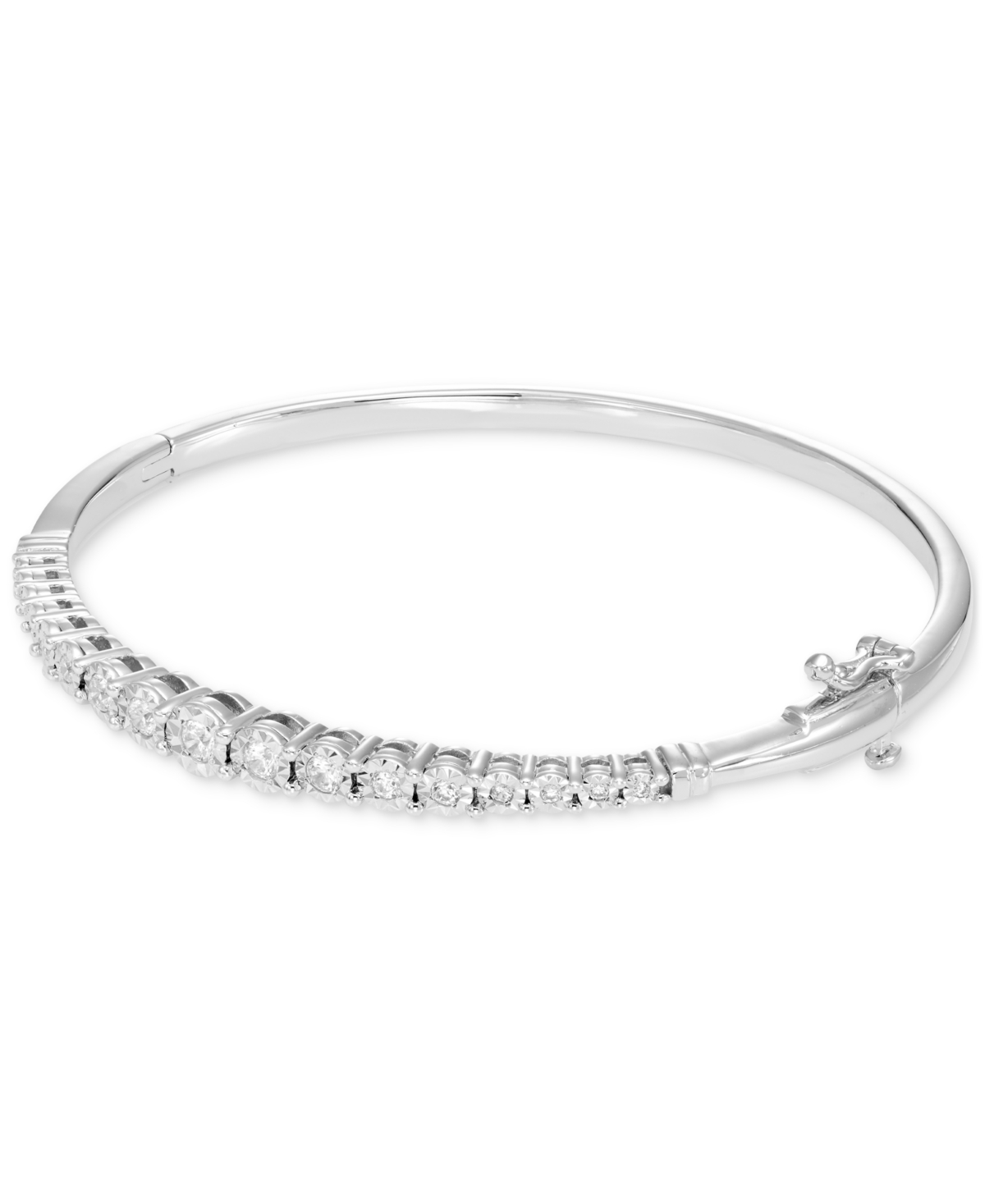 Macy's Diamond Graduated Bangle Bracelet (3/8 Ct. T.w.) In Sterling Silver In Sterling S