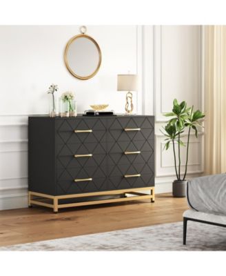 6 Drawers Dresser for Bedroom, TV Stand Dressers Chest of Drawers for Living Room Hallway Entryway
