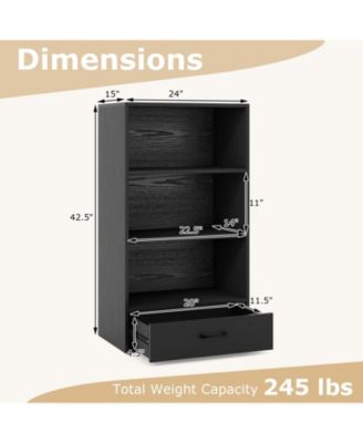 48 Inch Tall 4 Tiers Wood Bookcase with Drawer