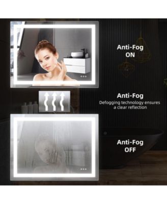 LED Bathroom Mirror 48x36 inch with Front and Backlight, Stepless Dimmable Wall Mirrors with Anti-Fog, Shatter-Proof, Memory, 3 Colors, Double LED Vanity Mirror