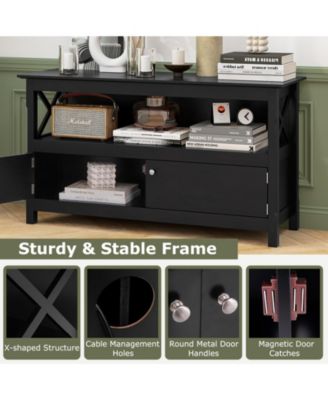 TV Stand Entertainment Center with Charging Station for TVs up to 50 Inch