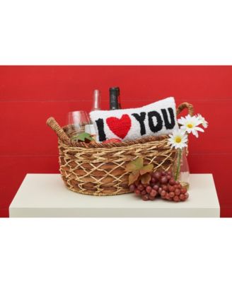 Valentine's Day "I Heart You" Small/Petite Hooked White Accent Pillow, 6" x 12"