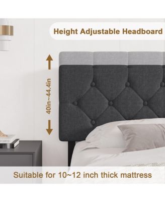 Upholstered Platform Bed Frame with USB Ports - Adjustable Headboard, Strong Frame, Wooden Slats Support - Linen Fabric Wrap, No Box Spring Needed - Easy Assembly