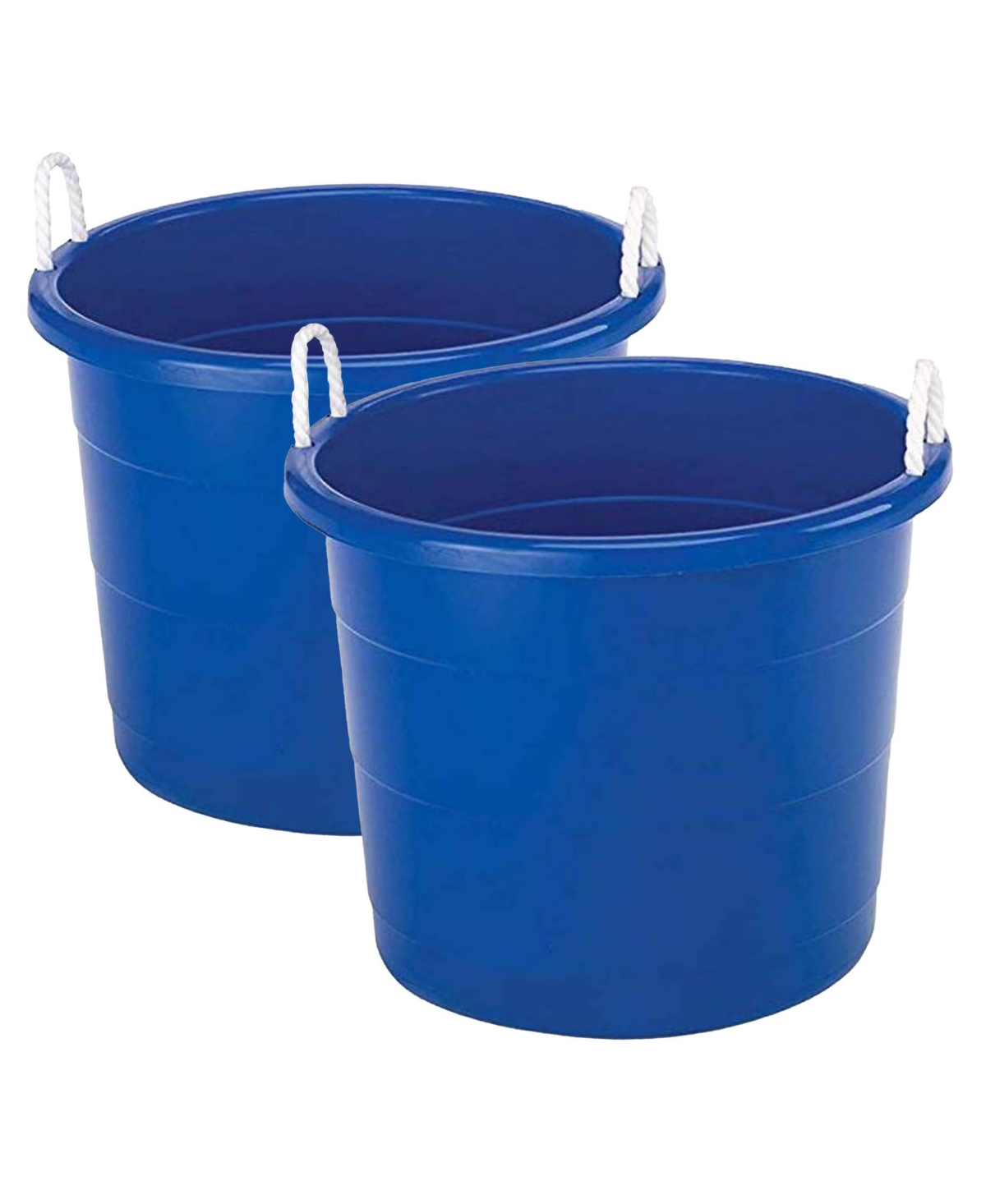 18 Gal Plastic Open Storage Round Utility Tub with Handles, Blue (2 Pack)