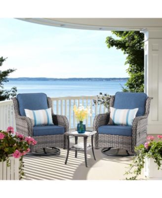 Outdoor Swivel Rocker Chairs Set, 3 Piece Patio Bistro Set with 360 Degrees Rocking Chair and Side Table