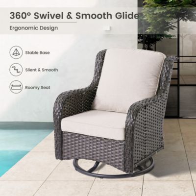 6 Pcs Outdoor Patio Furniture Set,High Back Sofa and Swivel Chairs Set