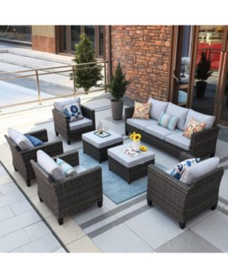 7-Piece Outdoor High-Back Wicker Sectional Sofa Set, All-Weather Rattan Patio Furniture for Garden, Backyard & Porch